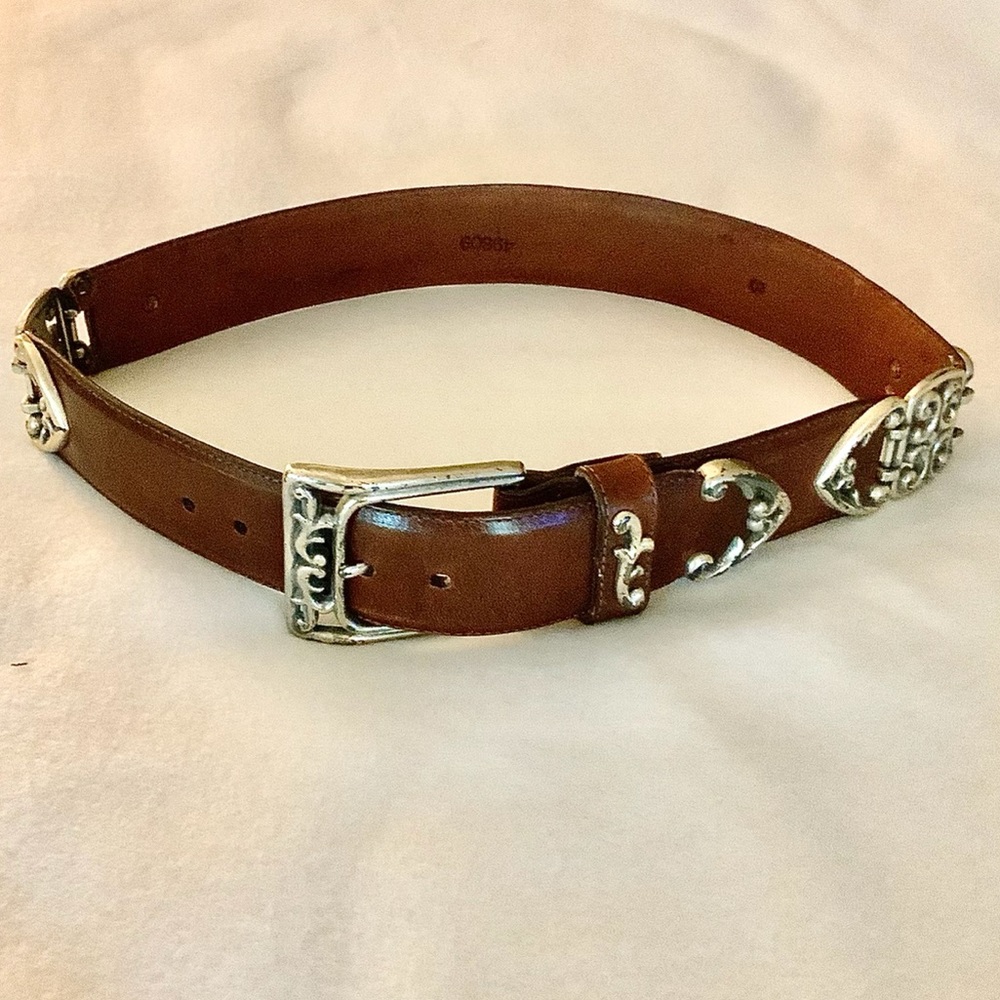 Brighton brown leather belt with silver accents